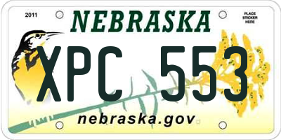 NE license plate XPC553