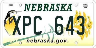 NE license plate XPC643
