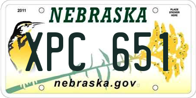 NE license plate XPC651