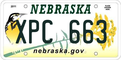 NE license plate XPC663