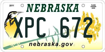 NE license plate XPC672