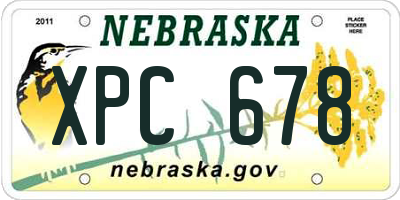 NE license plate XPC678