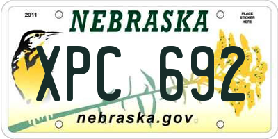 NE license plate XPC692