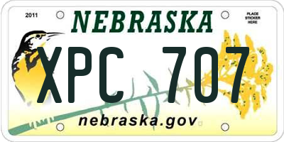 NE license plate XPC707