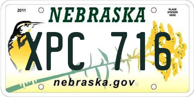 NE license plate XPC716