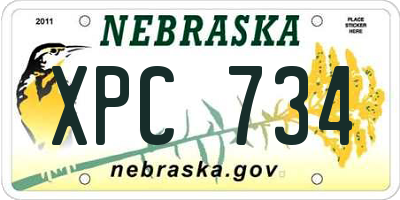 NE license plate XPC734