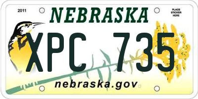 NE license plate XPC735