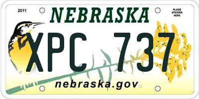 NE license plate XPC737