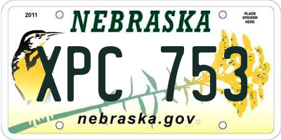 NE license plate XPC753