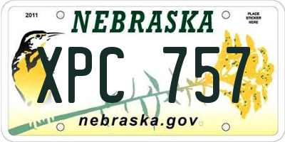 NE license plate XPC757
