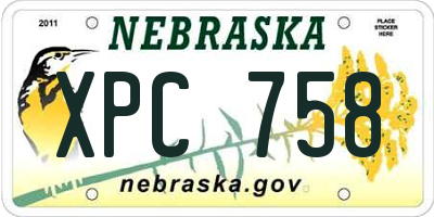 NE license plate XPC758