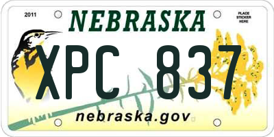 NE license plate XPC837