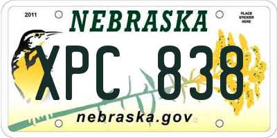 NE license plate XPC838