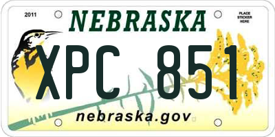NE license plate XPC851
