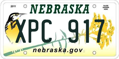 NE license plate XPC917