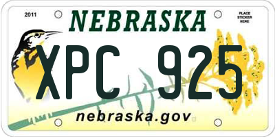 NE license plate XPC925