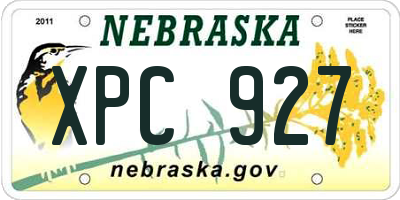 NE license plate XPC927
