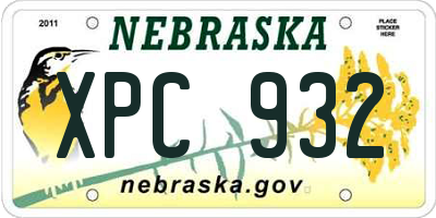 NE license plate XPC932