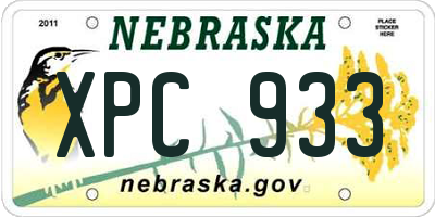 NE license plate XPC933