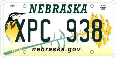 NE license plate XPC938