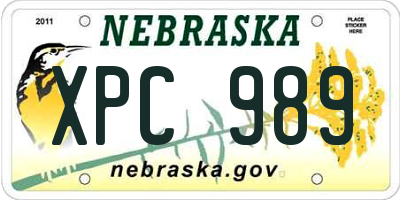 NE license plate XPC989