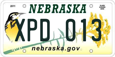 NE license plate XPD013