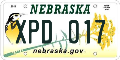 NE license plate XPD017