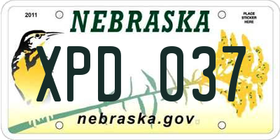 NE license plate XPD037