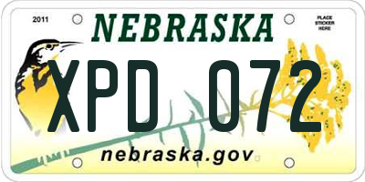 NE license plate XPD072