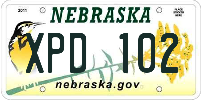 NE license plate XPD102