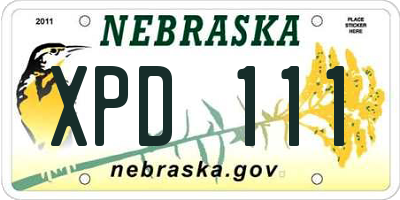 NE license plate XPD111