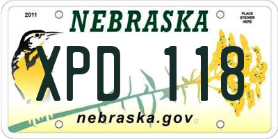NE license plate XPD118