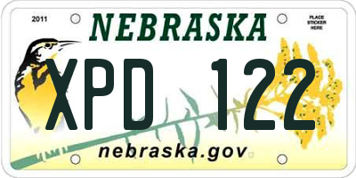 NE license plate XPD122