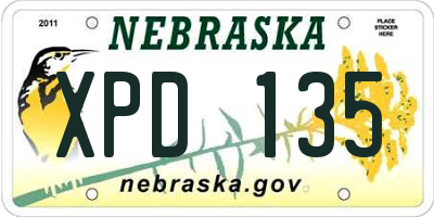 NE license plate XPD135