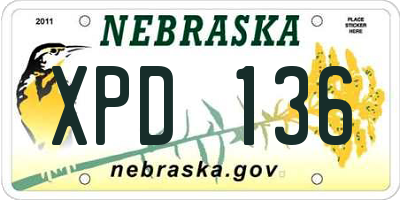 NE license plate XPD136