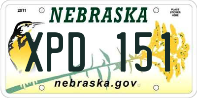 NE license plate XPD151