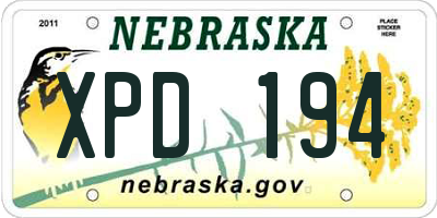 NE license plate XPD194
