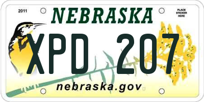 NE license plate XPD207