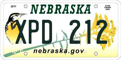 NE license plate XPD212