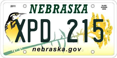 NE license plate XPD215