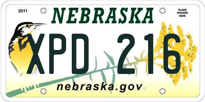 NE license plate XPD216