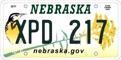 NE license plate XPD217