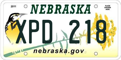 NE license plate XPD218