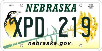 NE license plate XPD219