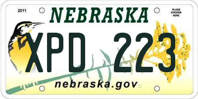 NE license plate XPD223