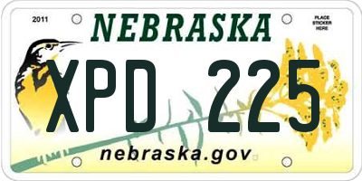 NE license plate XPD225