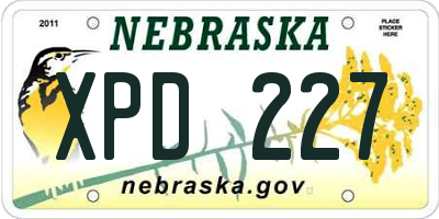 NE license plate XPD227