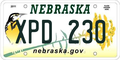 NE license plate XPD230