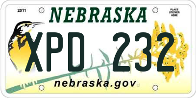 NE license plate XPD232