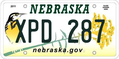 NE license plate XPD287